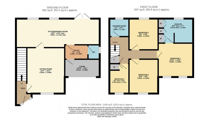 Floorplan for Rooks Nest Close, Pewsham, Chippenham